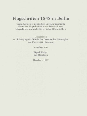 cover image of Flugschriften 1848 in Berlin